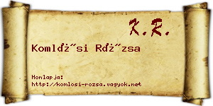 Komlósi Rózsa névjegykártya